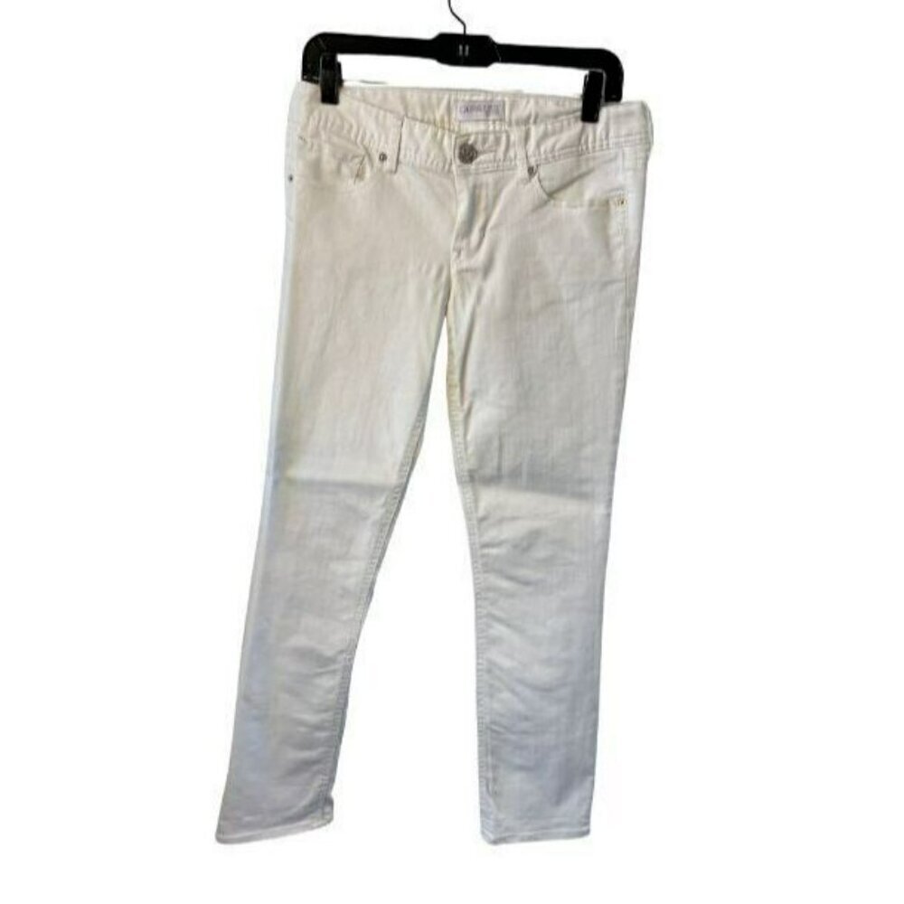 Express Womens Stella Low Rise Cropped Skinny White 4 Stretch Denim Jeans NWOT